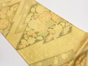 松皮菱に花々模様織出し袋帯